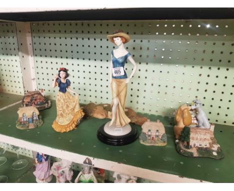 SHELF OF LEONARDO COLLECTION COTTAGES, WALT DISNEY SNOW WHITE FIGURE LADY & THE TRAMP WALT DISNEY FIGURE ETC