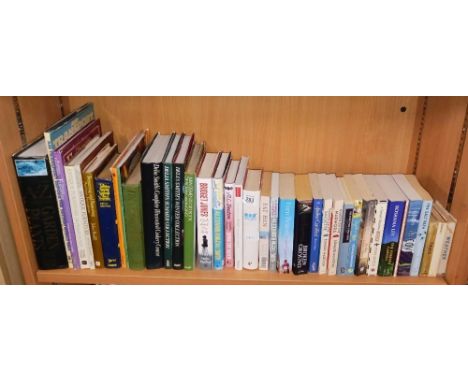 SHELF OF HARDBACK &amp; PAPER BACK BOOKS, COOKER, ANTIQUES ETC