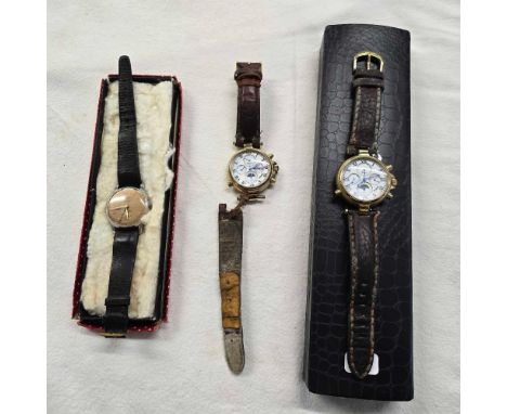 GENTS WRIST WATCH WITH LEATHER STRAP BY CHARLES NICOLLET & 2 CHRONOMETER WATCHES BY STAUER, 1 /F STRAP