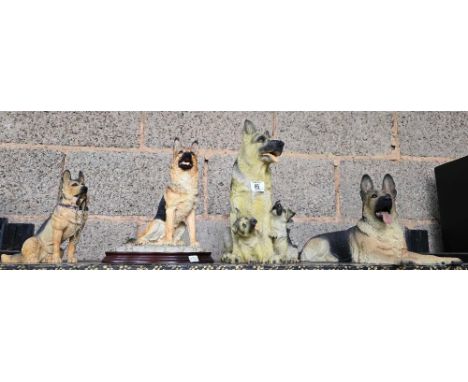 SHELF WITH 4 GERMAN SHEPHERD ORNAMENTS