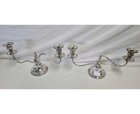 PAIR OF SILVER LOW SIZE 2 LIGHT CANDELABRA'S, SHEFFIELD 1956 BY EV