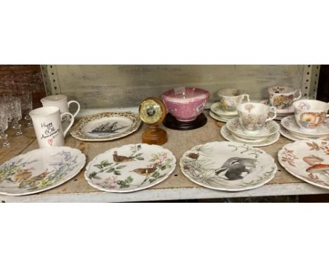 SHELF OF 4 ROYAL ALBERT BONE CHINA COLLECTORS PLATES, ROYAL DOULTON, FOUR SEASONS TRIO'S ETC