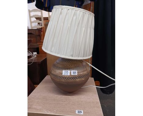 MODERN POTTERY TABLE LAMP & SHADE