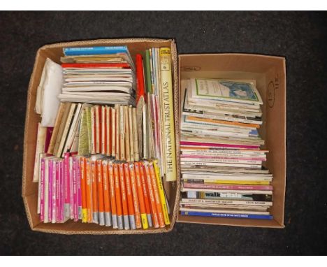 2 CARTONS OF ORDNANCE SURVEY MAPS, WALKING BOOKS, GUIDES AND OTHER MAPS