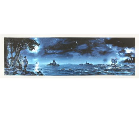 Mark Wilkinson (b.1952-)  ltd edition art print 45/300 made for the song Dark Star by FISH, mounted 52 x 22.5 inches overall,