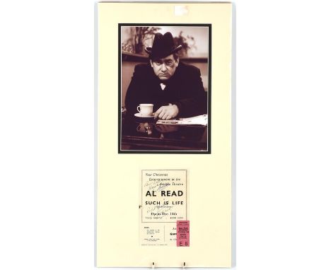 Tony Hancock - Signed Adelphi London theatre programme for Al Read in Such is Life, c. 1950s, further Signed by Al Read, moun