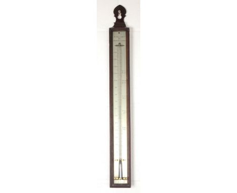An early 19th century mahogany cased mercury wall thermometer with rectangular silvered dial, inscribed 'W. Harris &amp; Co 5