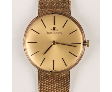 A Jaeger-LeCoultre 9ct gold gentleman's bracelet wristwatch, the signed jewelled 818/2 caliber movement numbered '2092412', t