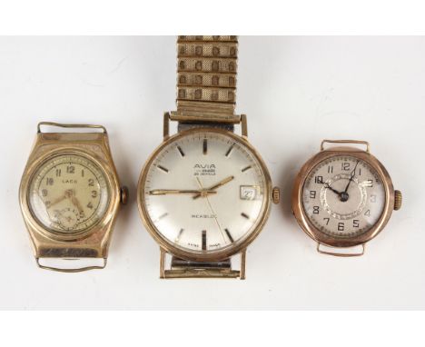 An Avia-Matic 9ct gold circular cased gentleman's wristwatch with unsigned jewelled automatic movement, the signed silvered d