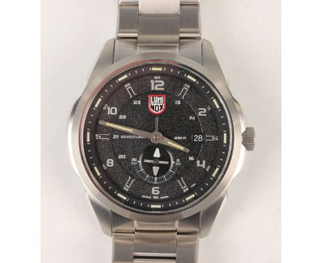 A Luminox Atacama Adventurer 200m stainless steel gentleman's bracelet wristwatch with quartz movement, the signed black dial