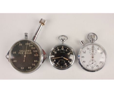A Helios German military chrome plated pocket watch with signed jewelled movement, the signed black dial with Arabic hour num