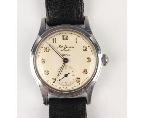 A J.W. Benson London Tropical circular cased gentleman's wristwatch, the signed jewelled gilt movement detailed 'C208254', th