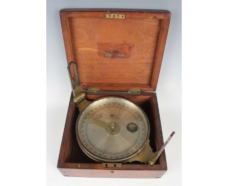 A Victorian brass cased circular miner's dial, the 6-inch silvered dial signed 'James Brown Glasgow', with spirit level and t