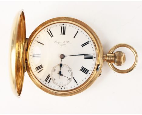 An 18ct gold keyless wind half-hunting cased gentleman's pocket watch, the jewelled gilt three-quarter plate movement detaile