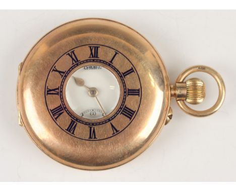 A J.W. Benson London 9ct gold keyless wind half-hunting cased gentleman's pocket watch, the gilt lever movement detailed 'J.W