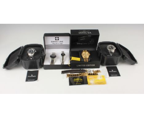 A Tecnotempo Automatico Fighter Pilot special edition stainless steel gentleman's bracelet wristwatch, case diameter 4.3cm, a