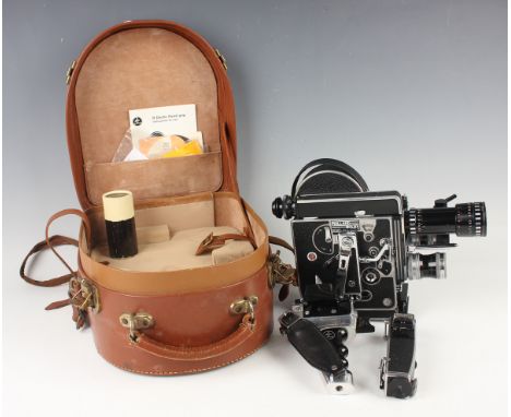 A Paillard Bolex H16 reflex movie camera, serial number 195634, fitted with Kern Paillard Switar 1:1.6 f=10mm and 21:1.4 f=25