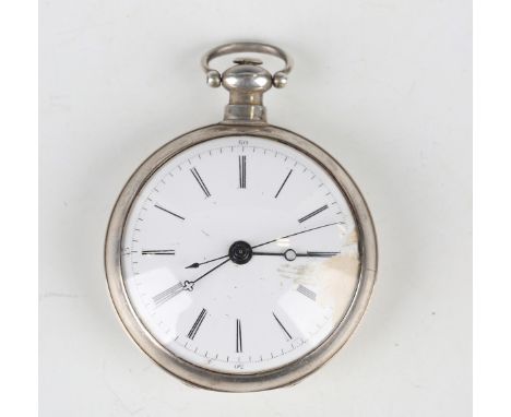 A mid-19th century Chinese market silver cased key wind open-faced gentleman's pocket watch, the finely engraved gilt movemen