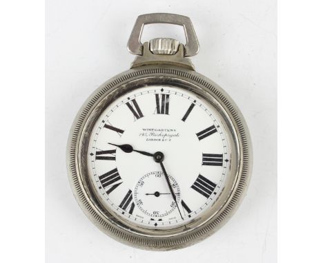 A Winegartens Railway Regulator base metal cased keyless wind open-faced gentleman's pocket watch with signed jewelled moveme