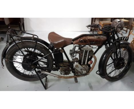 NEW HUDSON Motorbike with original engine, leather covered seat, LUCAS headlamp, MET ZELLER ENDURO tyres (motor not working),