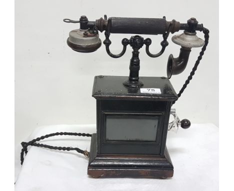 Vintage manual telephone with winding mechanism