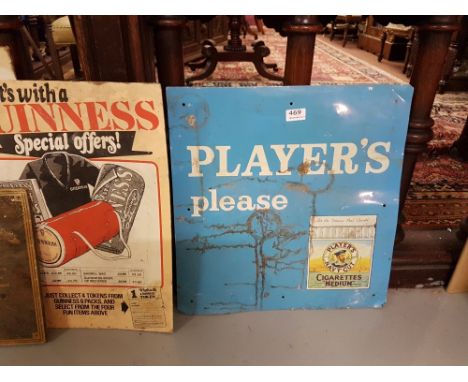 Players Please Enamel Advertising Sign, reproduction Howe Bicycle sign &amp; 3 cardboard signs - Guinness, Western Electric, 
