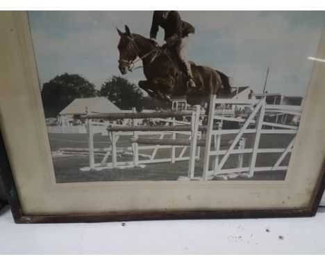 Colour photo of Colonel Ian Hume Dudgeon while show jumping by LOVELL SMITH and a sepia picture of “Troytown”, Winner of the 