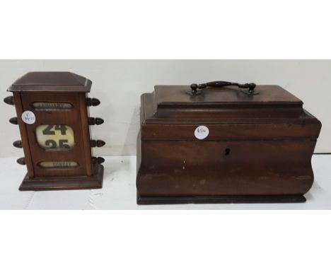 Georgian mahogany caddy and a desk calendar (2)