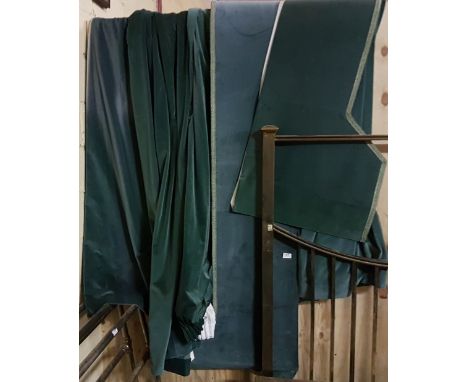4 x teal green velvet curtains, lined (each 102”w x 115”drop) with a matching pelmet 154”w approx. & 1 x a similar velvet cur