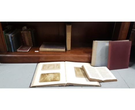 Shelf of Books – 2 x Pinnocks Guides 1833, old novels, an Edwardian scrap book, “List of Etonians Who Fought in the Great War