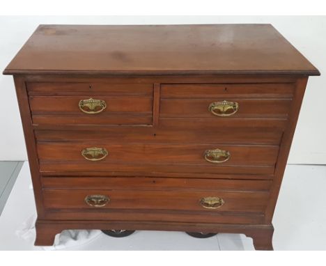 Walnut Chest of Drawers (2 short and 2 long drawers), with Art Nouveau brass handles, bracket feet, 42”w x 21”d x 34”h