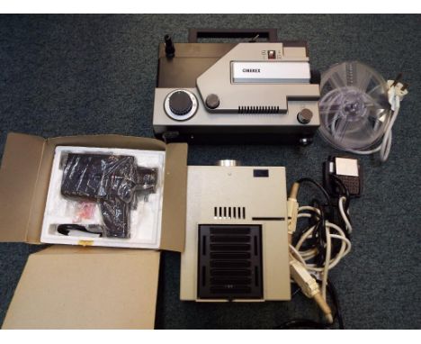 A good lot to include a Cinerex 727 8 mm movie projector, boxed, a Super 8 movie camera and a Prinz Lowline 300 35 mm colour 