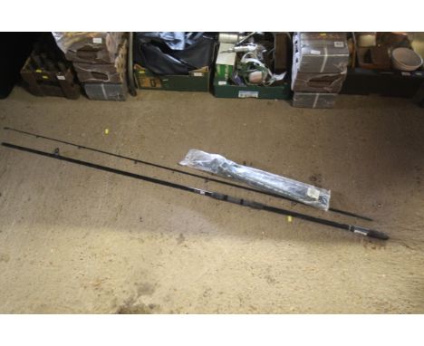 A Shakespeare Mustang pike two piece fishing rod with landing net
