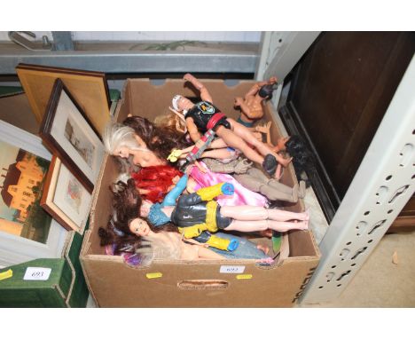 A quantity of Barbie, Action Men and various other dolls