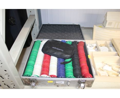 A boxed set of poker chips 