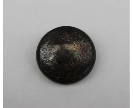 An Edward VII silver snuff box of circular form, decorated with flowers and leaves, Birmingham, 1903, T Beardsmore, approxima