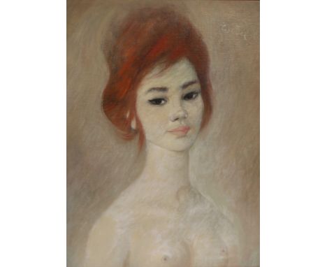 Edda Baronin von Wedel (born 1867)Head and shoulders portrait of a semi naked young lady with red hairOil on canvasSigned54 x
