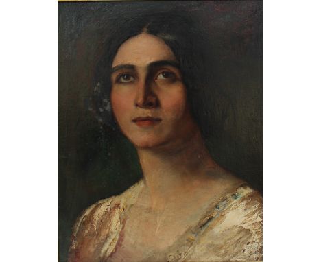 19th century British SchoolHead and shoulders portrait of a ladyOil on canvas43 x 34cm   CONDITION REPORT:  Relined