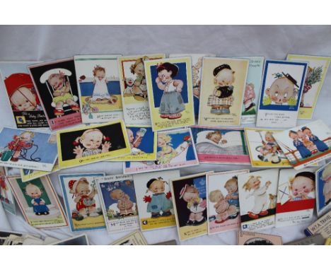A collection of circa 25 Mabel Lucie Attwell postcards together with a collection of comic, portrait, scenic etc postcards