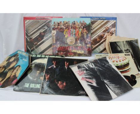 A collection of 33rpm albums including Beatles - 'Sgt Peppers Lonely Hearts Club Band', '1967-1970' double album and '1962-19