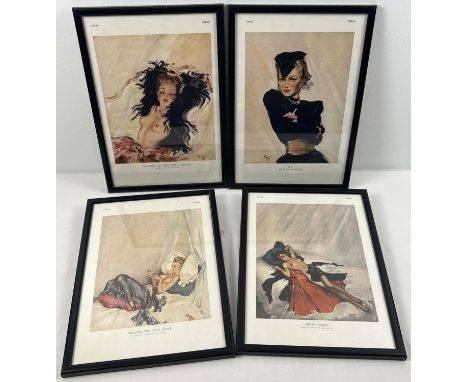 A set of 4 vintage David Wright adult erotic glamour prints, framed &amp; glazed. From "The Sketch", comprising: Brown Sugar,