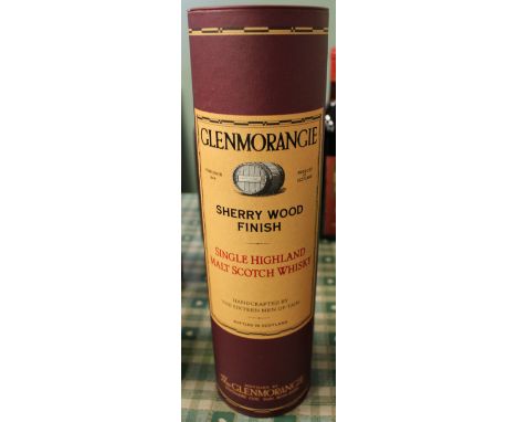 Litre bottle of Glenmorangie sherry wood finish 12yr old single malt Scotch whisky, with gift tin