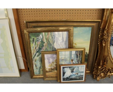 4 oil paintings - oils, landscapes & portrait print