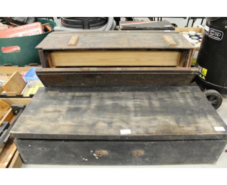 Two wooden tool boxes and tools