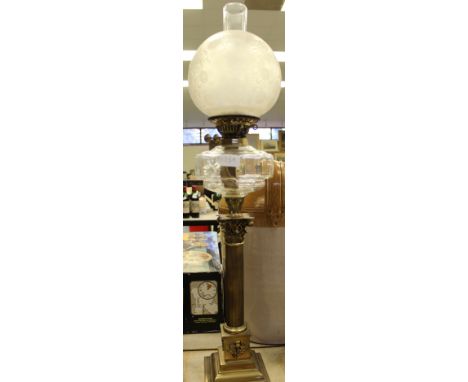 Brass Corinthian Column oil lamp