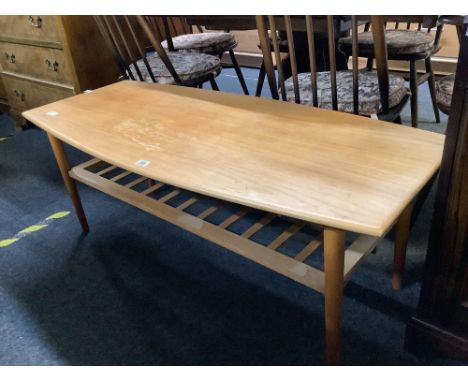 LIGHT OAK COFFEE TABLE WITH SHELF UNDER, 4ft LONG