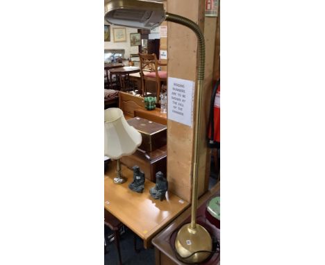 MODERN BRASS EFFECT FREE STANDING ANGLE POISE LAMP, 4ft TALL