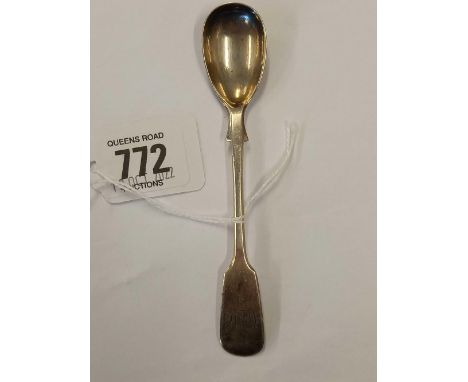 A SILVER EXETER SILVER MUSTARD SPOON, 1859 BY J.S