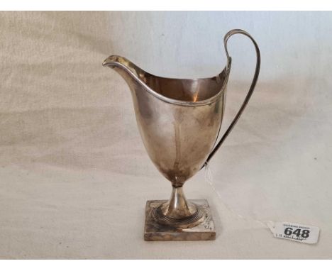 GEORGIAN SILVER CREAM JUG, SQUARE BASE, LONDON 1792