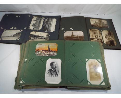 Three vintage albums containing a quantity of old UK and Foreign postcards Est £40 - £60 - This lot MUST be paid for and coll